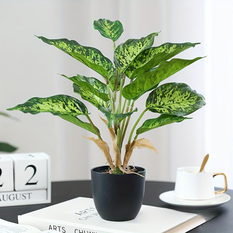 1pc Plastic Simulation Green Radish Potted Evergreen Green Plant for Home Desktop Floor Decoration Ornaments and Landscaping