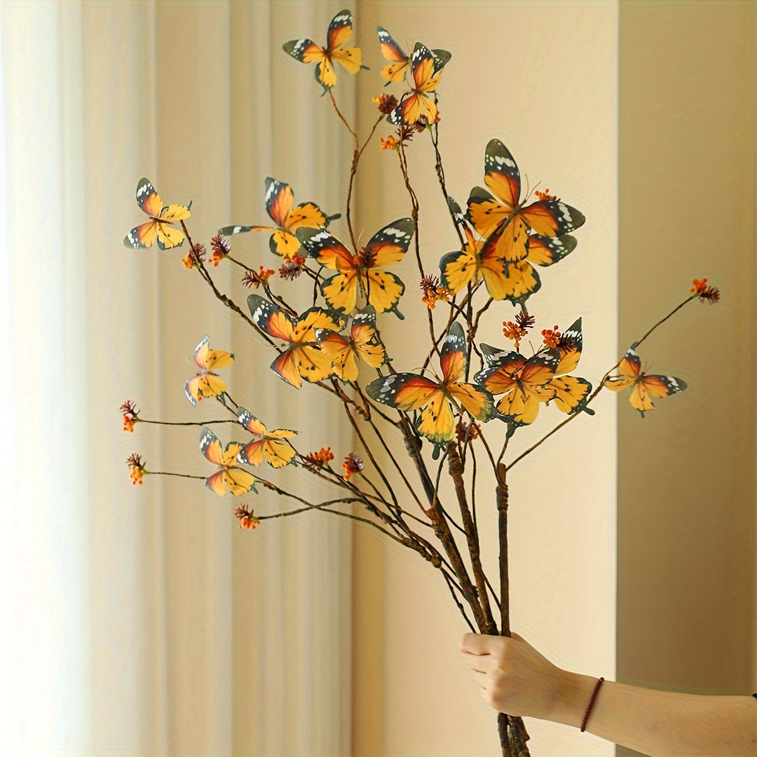 1pc Artificial Flower Dead Branch Butterfly Home Desktop Decoration Flower Ornament