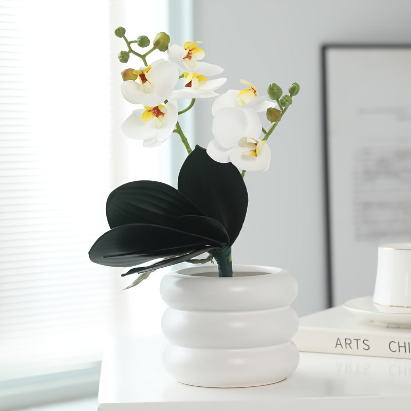 Elegant Artificial Phalaenopsis Orchid Bonsai - Perfect for Home & Office Decor, Spring/Summer Room Accent, Wedding Centerpiece (Pot Not Included)