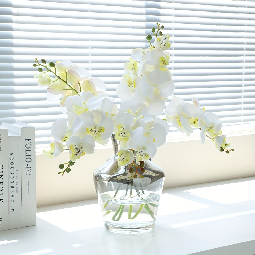 1pc, Artificial 7 Heads Phalaenopsis, Fake Flowers, Fake Orchid For Home Wedding Party DIY Decoration Valentine&
