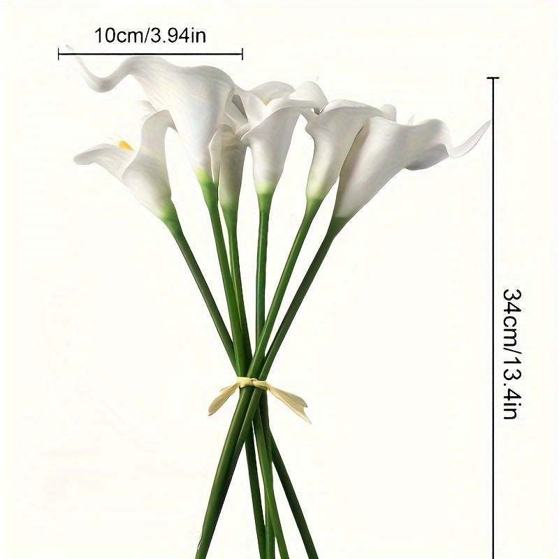 Boho Style 8 Pcs Artificial Calla Lily Bouquet - Plastic Faux Flowers, Decorative Swag for Home, Kitchen, Wedding Decor, Perfect for Mother&