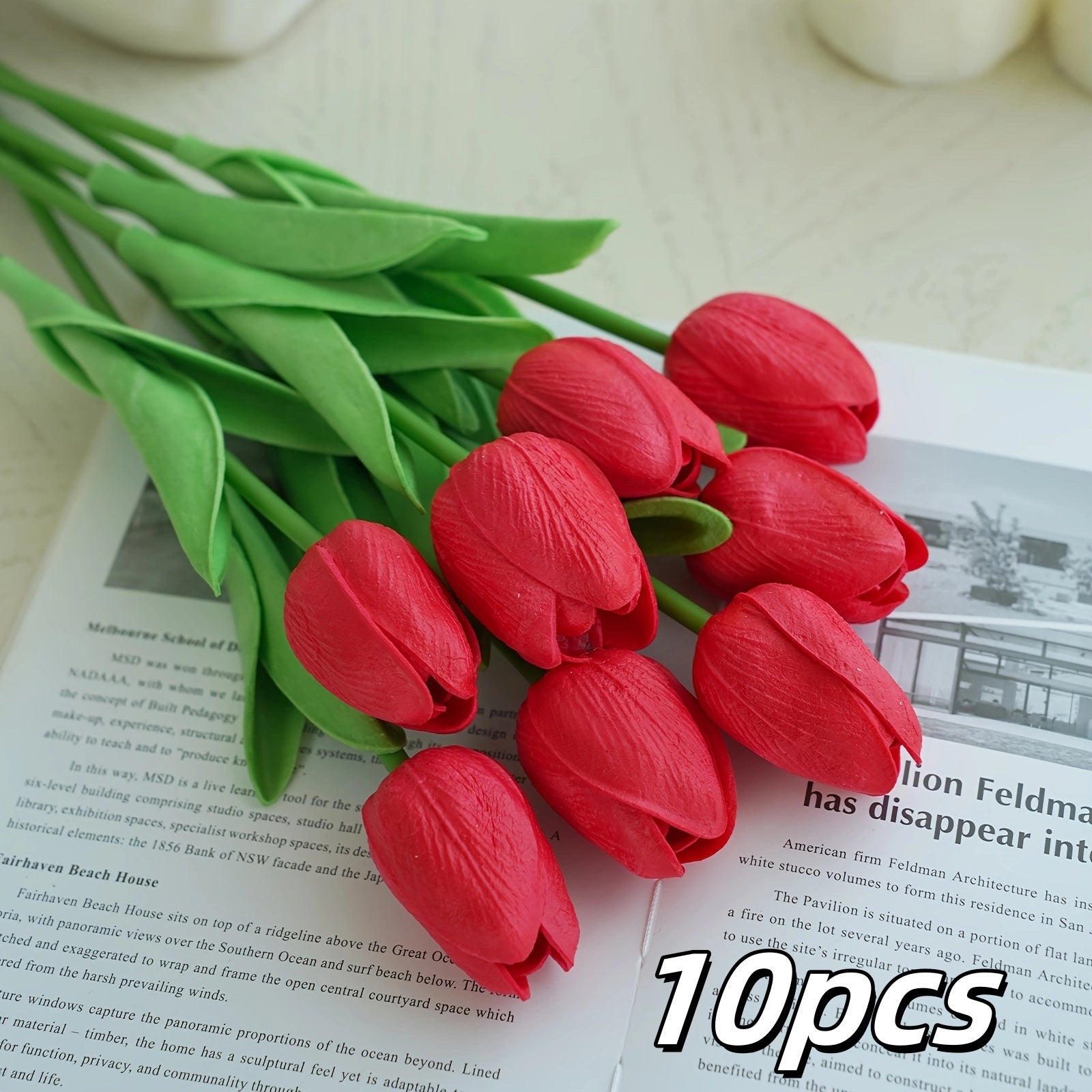 10 high-end artificial flowers, real touch tulip bouquet, wedding room home hotel party event Christmas decoration