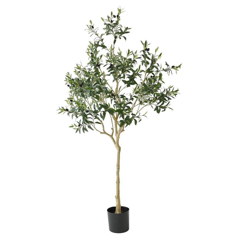 Artificial Olive Tree, Tall 6 Feet Faux Potted Silk Green Leaves Olive Tree Planter