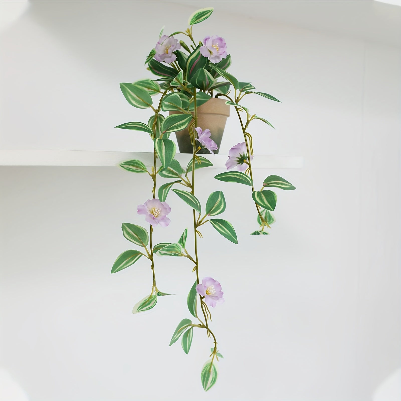 Charming Faux Hanging Petunia with Mini Pot - Perfect for Indoor & Outdoor Decor, Wall, Balcony, and Home Accents