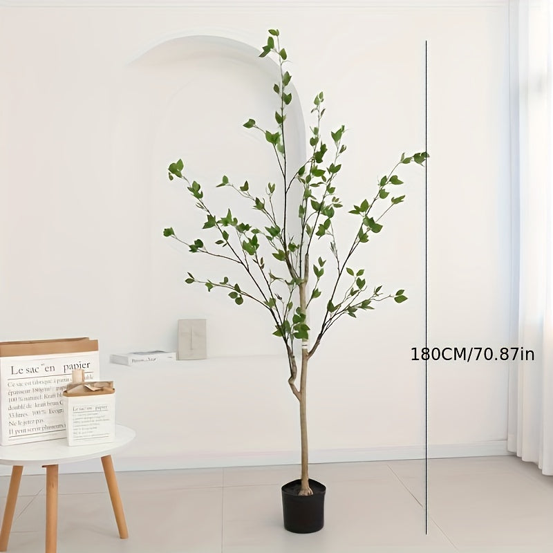 UV-Resistant Artificial Ficus Tree - 5ft/6ft/7ft, High-End Antioxidant Large Faux Potted Plant with Branches & Black Pot for Home, Office, Living Room Decor - Perfect for Summer Weddings