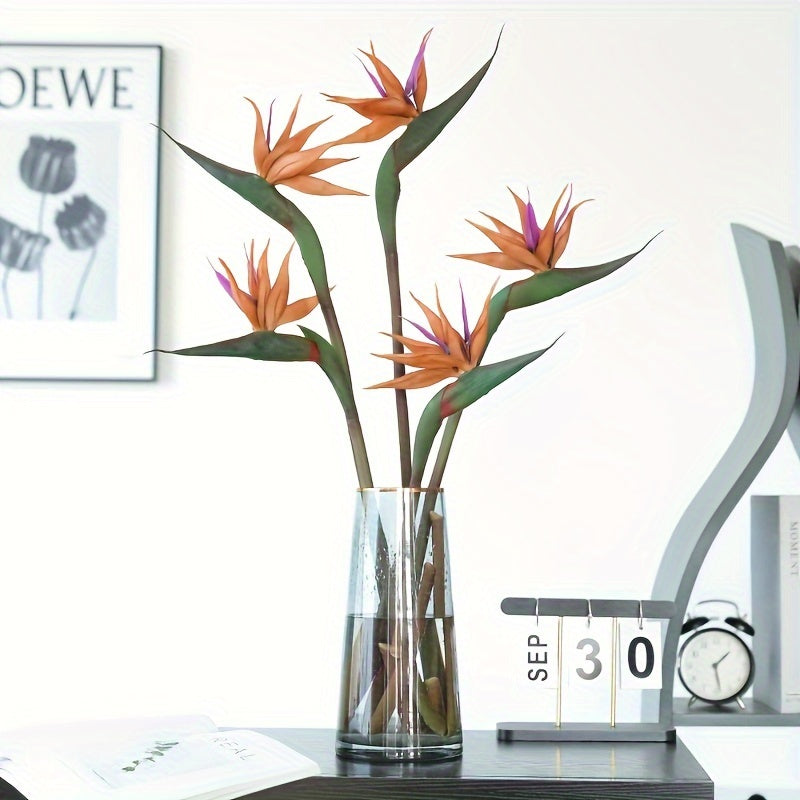 Long Stem Bird of Paradise Artificial Flowers - Perfect for Home Decor, Desk Decoration, Outdoor Patio, Christmas, Easter, Hanukkah, Valentine&