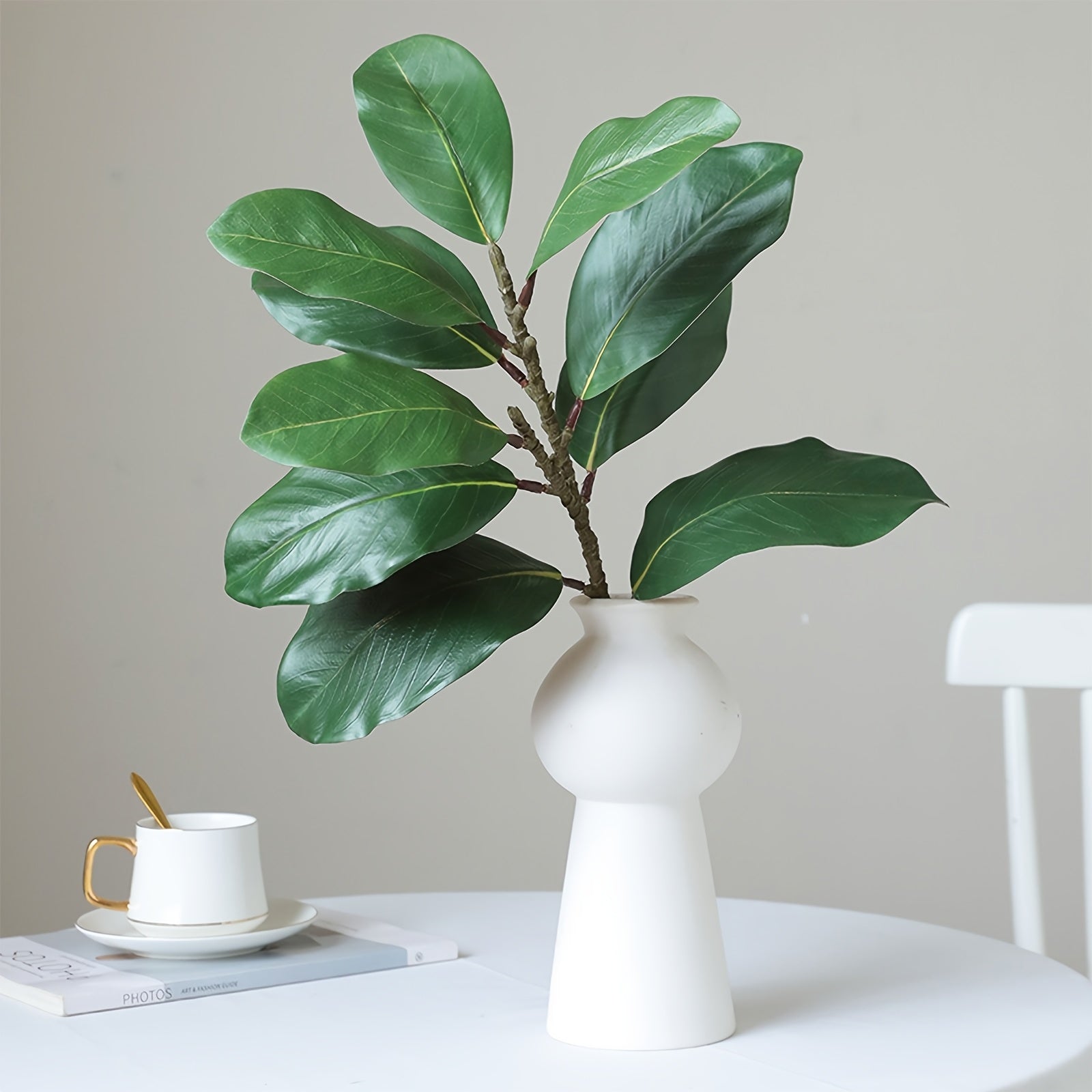 3/5pcs Artificial Simulation Magnolia Flower Plant Magnolia Branch Artificial Green Plant Stem Fake Eucalyptus Decoration Wedding Home Centerpiece Bouquet Flower Arrangement, Spring And Summer Easter Decoration, Simulation Green Plant