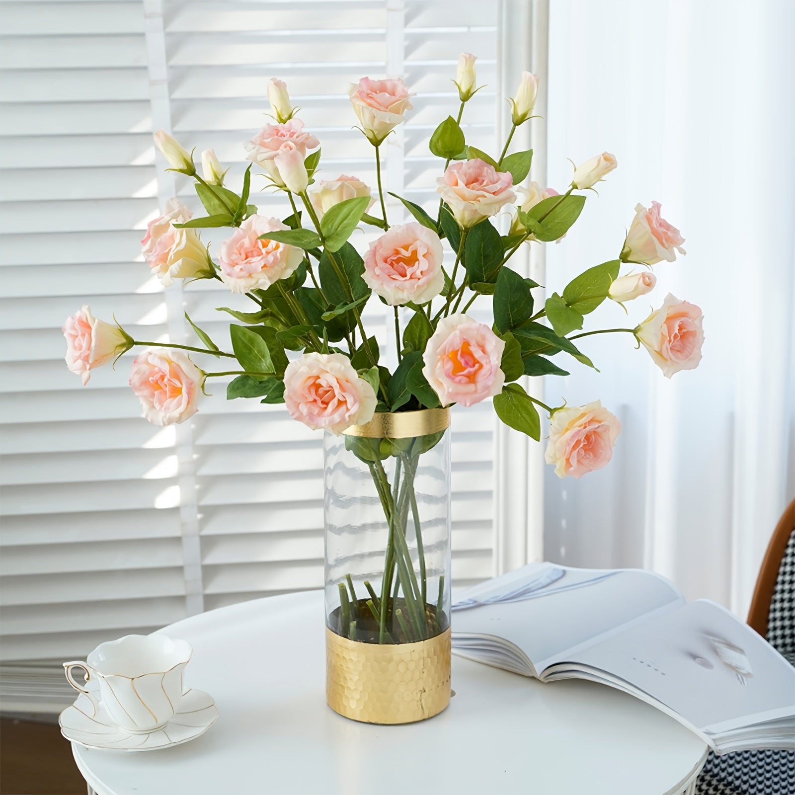 3/6 Stems Artificial Bellflower Bouquet, Real Touch Durable Plastic Flowers for Home Decor, Wedding, Party Centerpiece, Father&