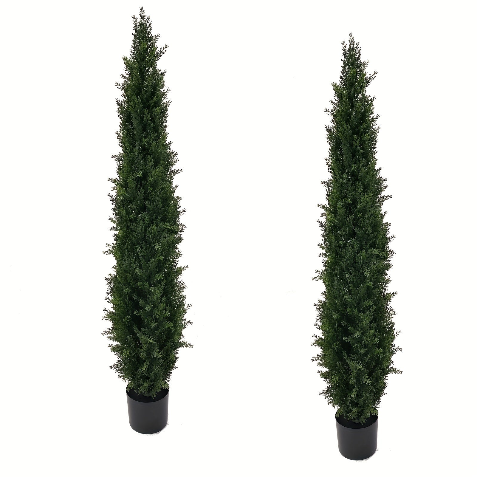 2pcs Artificial Boxwood & Cypress Trees - 3ft/4ft/5ft, Perfect for Home & Office Decor, Indoor/Outdoor Use/cemetery, Faux Greenery with Leaves and Cement-Filled Plastic Pots