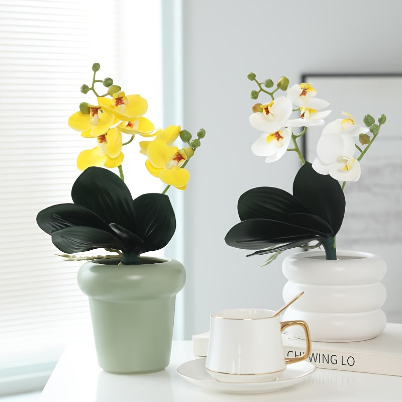 Elegant Artificial Phalaenopsis Orchid Bonsai - Perfect for Home & Office Decor, Spring/Summer Room Accent, Wedding Centerpiece (Pot Not Included)