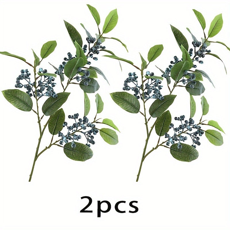 2pcs Bohemian Style Artificial Berries & Leaves - Perfect for DIY Christmas, Halloween, Mother&