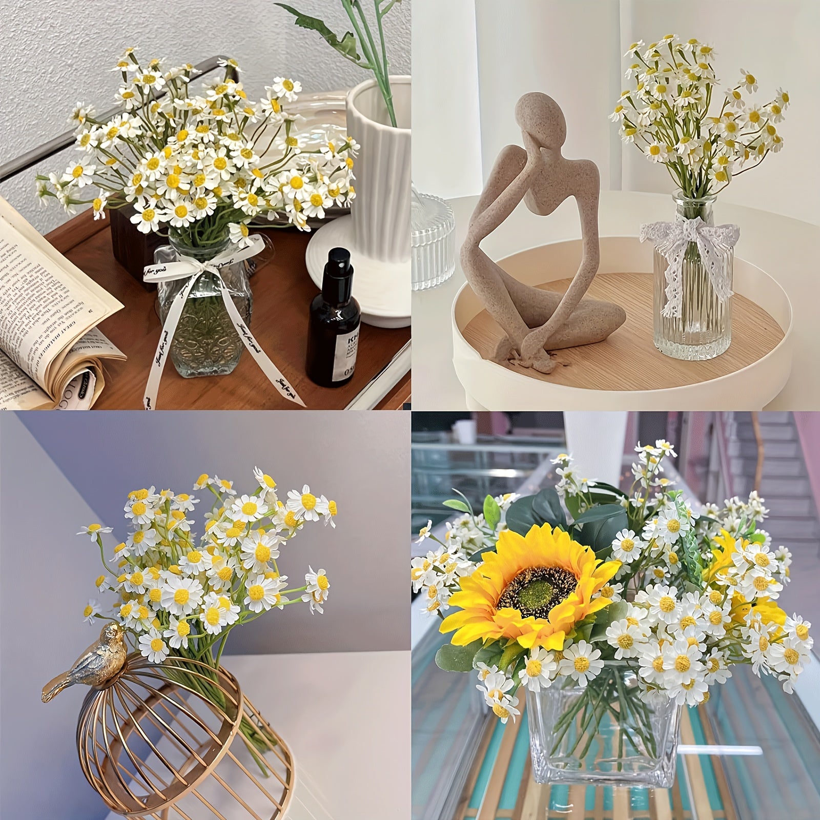12pcs Vibrant Artificial Daisy Bouquets - Perfect for Weddings, Birthdays & Holidays - Ideal for Home Decor, Cafes & Photo Props