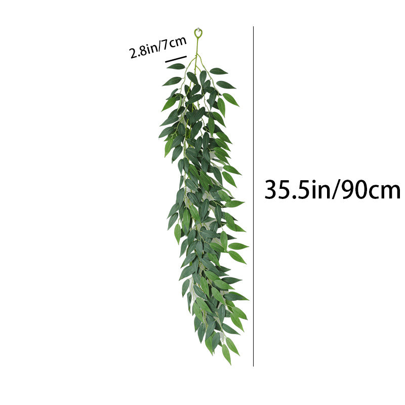 2-Pack Artificial Willow Garland, Silk Green Leaves Faux Hanging Plants, Plastic Greenery Decoration for Wedding Arch, Bedroom Wall, Party, Apartment, Room Decor - Ideal for St. Patrick&