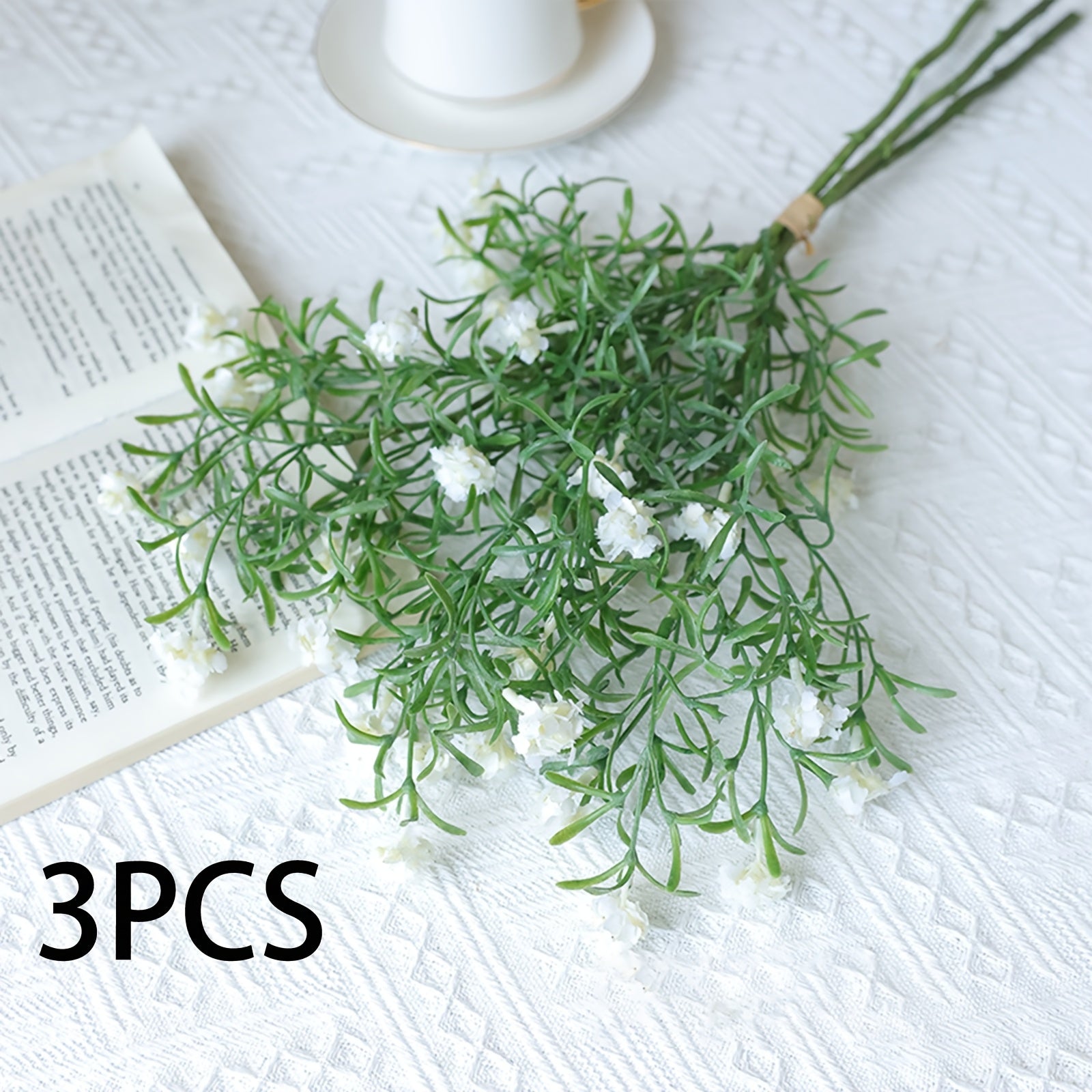 Boho Style Artificial Flower Swags, 3 Branches Plastic Gypsophila & Cherry Blossom Bundle - Faux Silk Flower Bunch for Wedding, Bachelorette, Restaurant & Home Decor - Ideal for Christmas, Valentine&