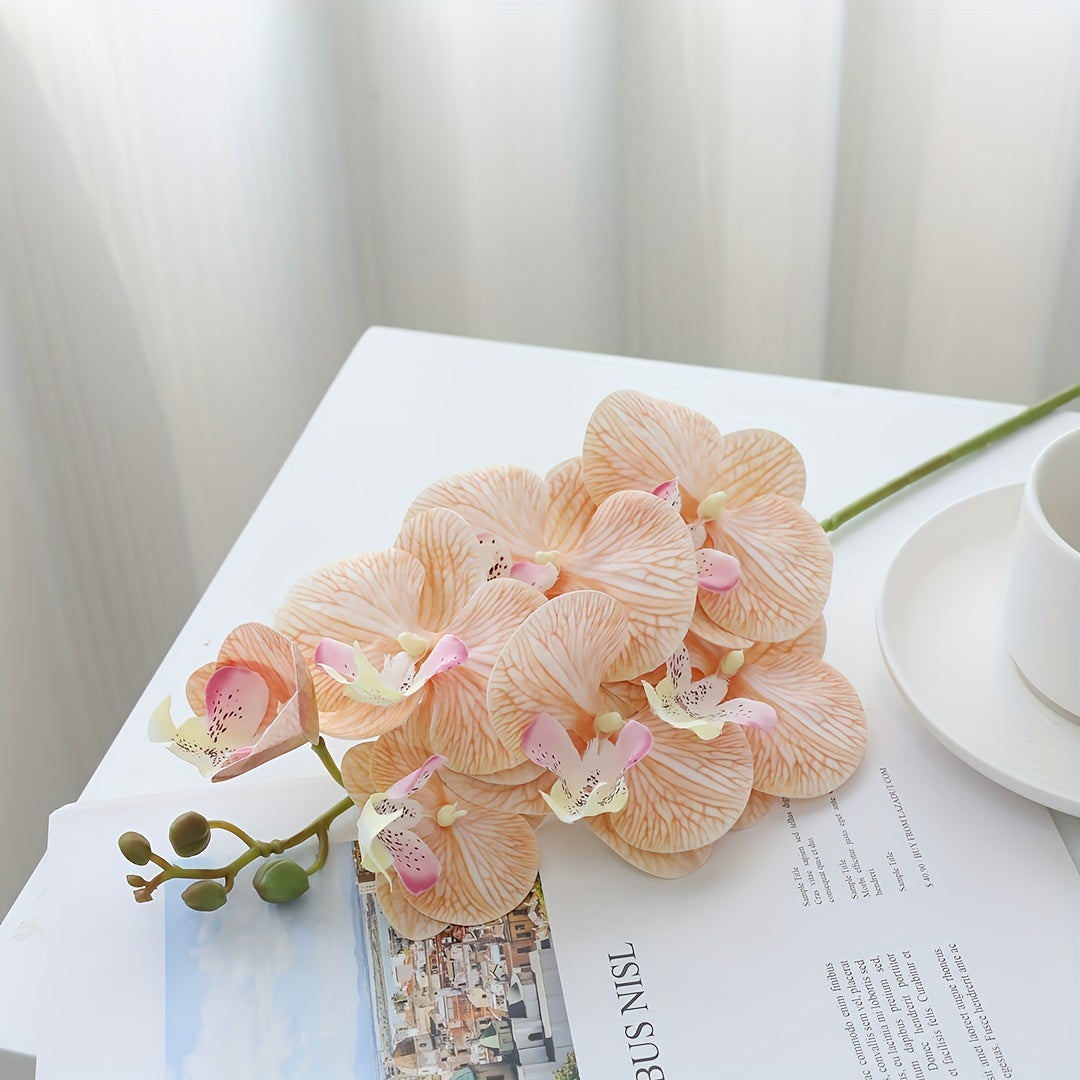 1pc, Artificial 7 Heads Phalaenopsis, Fake Flowers, Fake Orchid For Home Wedding Party DIY Decoration Valentine&