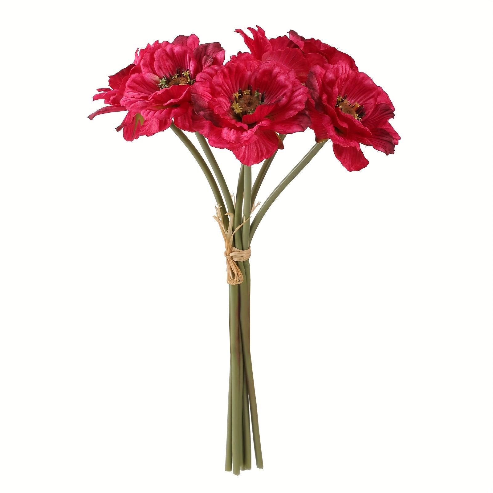 Classic Style Fabric Poppy Flower Swags, 6-Pack Artificial Poppies for Home Decor, Wedding, Engagement, Photography Props, Seasonal Decorations for Christmas, Halloween, Easter, Hanukkah, Thanksgiving