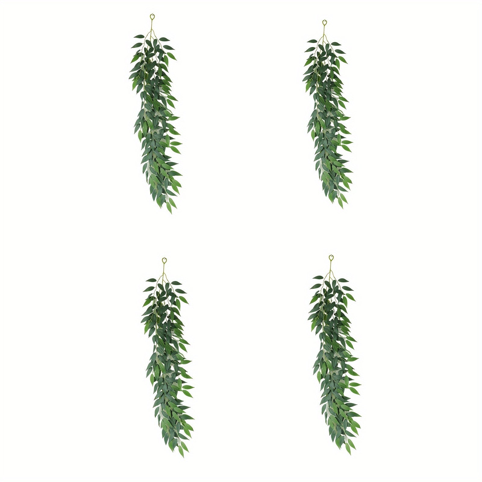 4pcs MOHUAGE Classic Style Plastic Fake Vine Plants, Realistic Green Leaves for Home, Garden, Wedding, Christmas, Thanksgiving, Easy Install, Durable, Versatile Seasonal Decorations