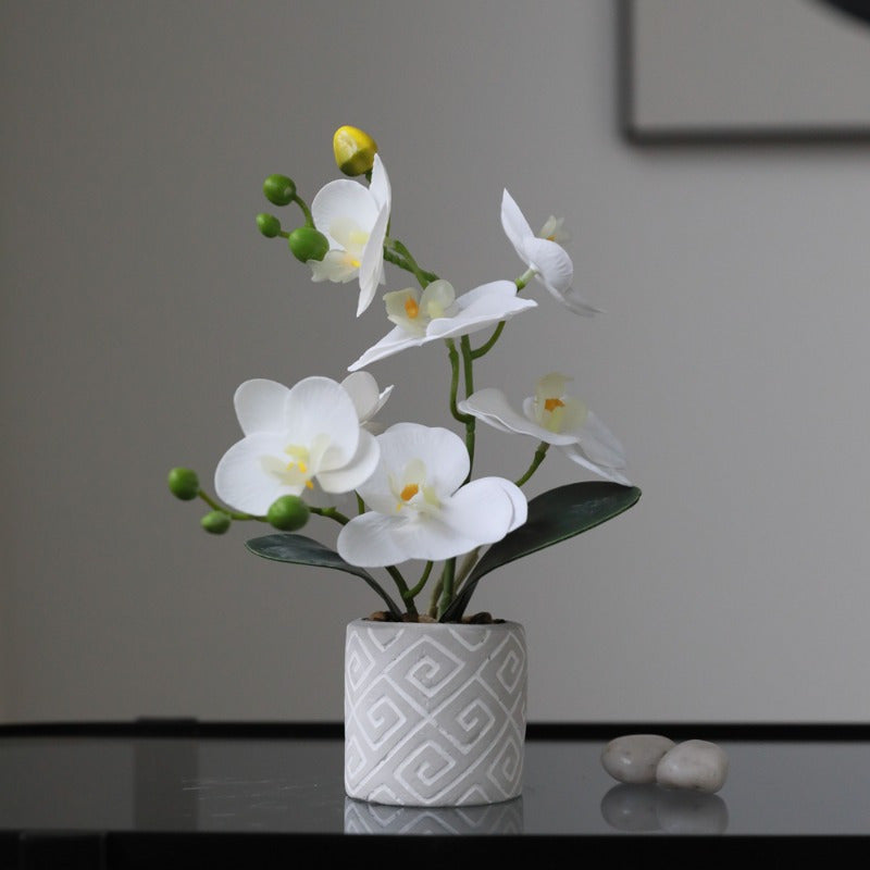 Vibrant 11" Artificial Phalaenopsis Orchid Bonsai - Perfect for Home & Office Decor, Table Centerpieces | Ideal for Christmas, Valentine&