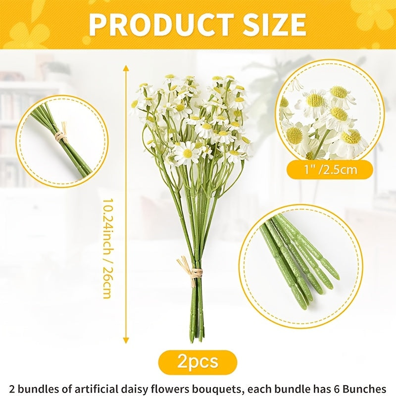 12pcs White Silk Daisy Artificial Flowers, Versatile Faux Daisies for Home Decor, Perfect for Mother&