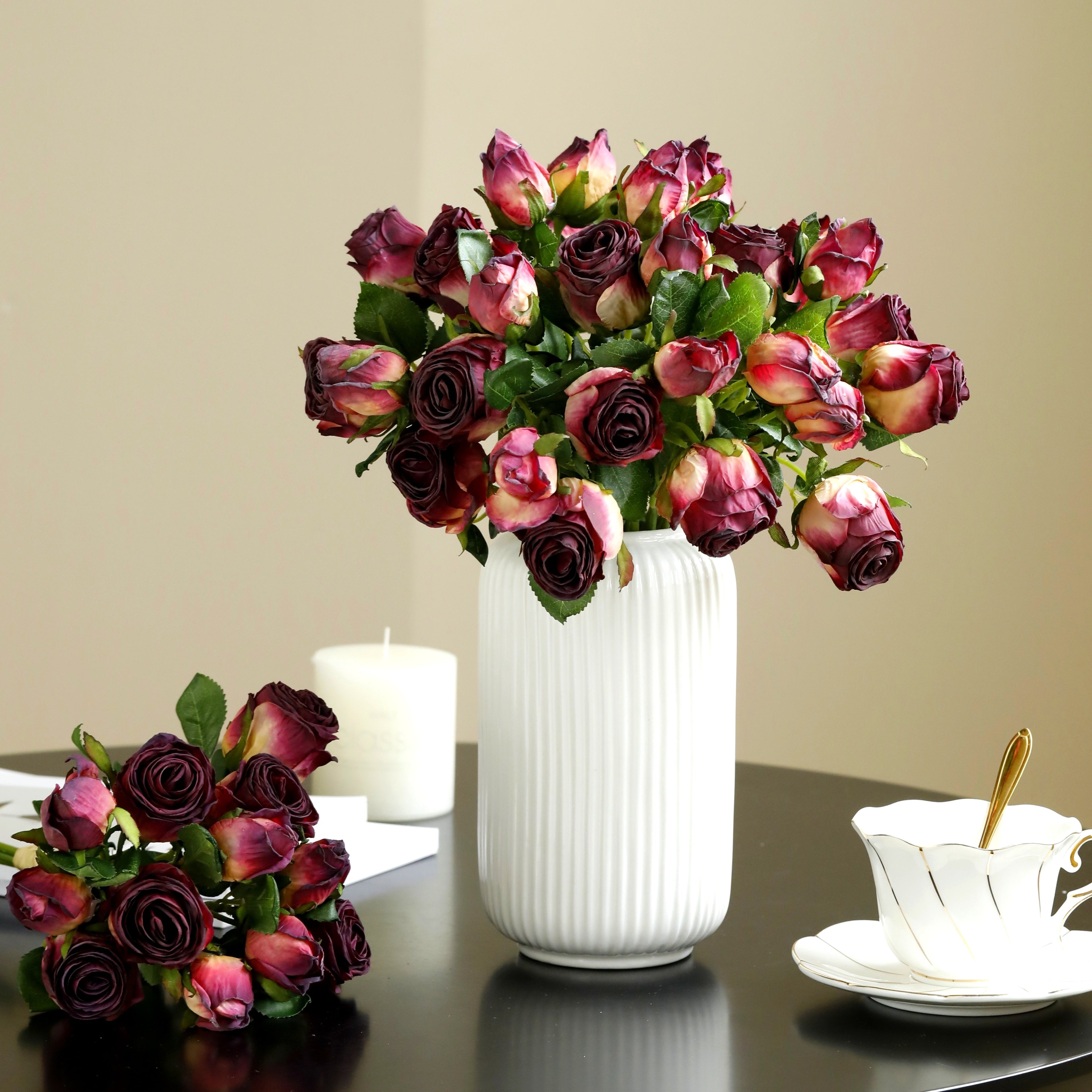 Set, Real Touch Faith Roses, DIY Bouquet Fake Flowers For Home Wedding Decoration, Plastic Flowers Perfect For Weddings, Mother&