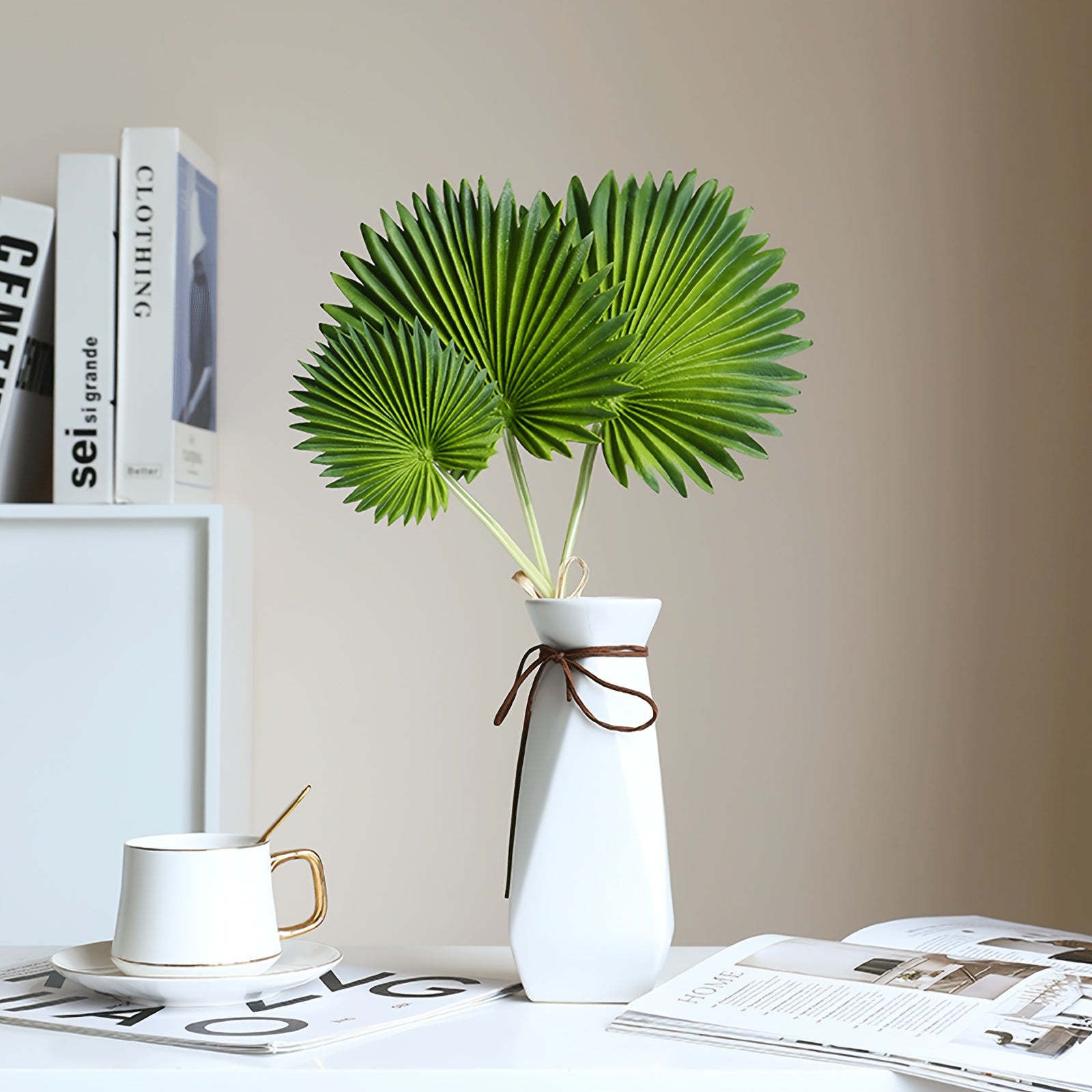 3pcs MOHUAGE Classic Artificial Palm Leaves, Versatile Plastic Faux Plant Decor, for Home, Living Room, Indoor Garden, with Perfect for Christmas, St. Patrick&