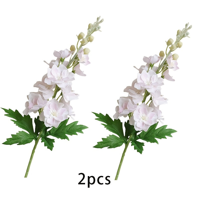 2pcs Silk Larkspur & Snapdragon Artificial Flowers - Long Stem Faux Delphinium for Home, Office, Garden, Wedding Decor - Versatile Indoor/Outdoor Vase Arrangement