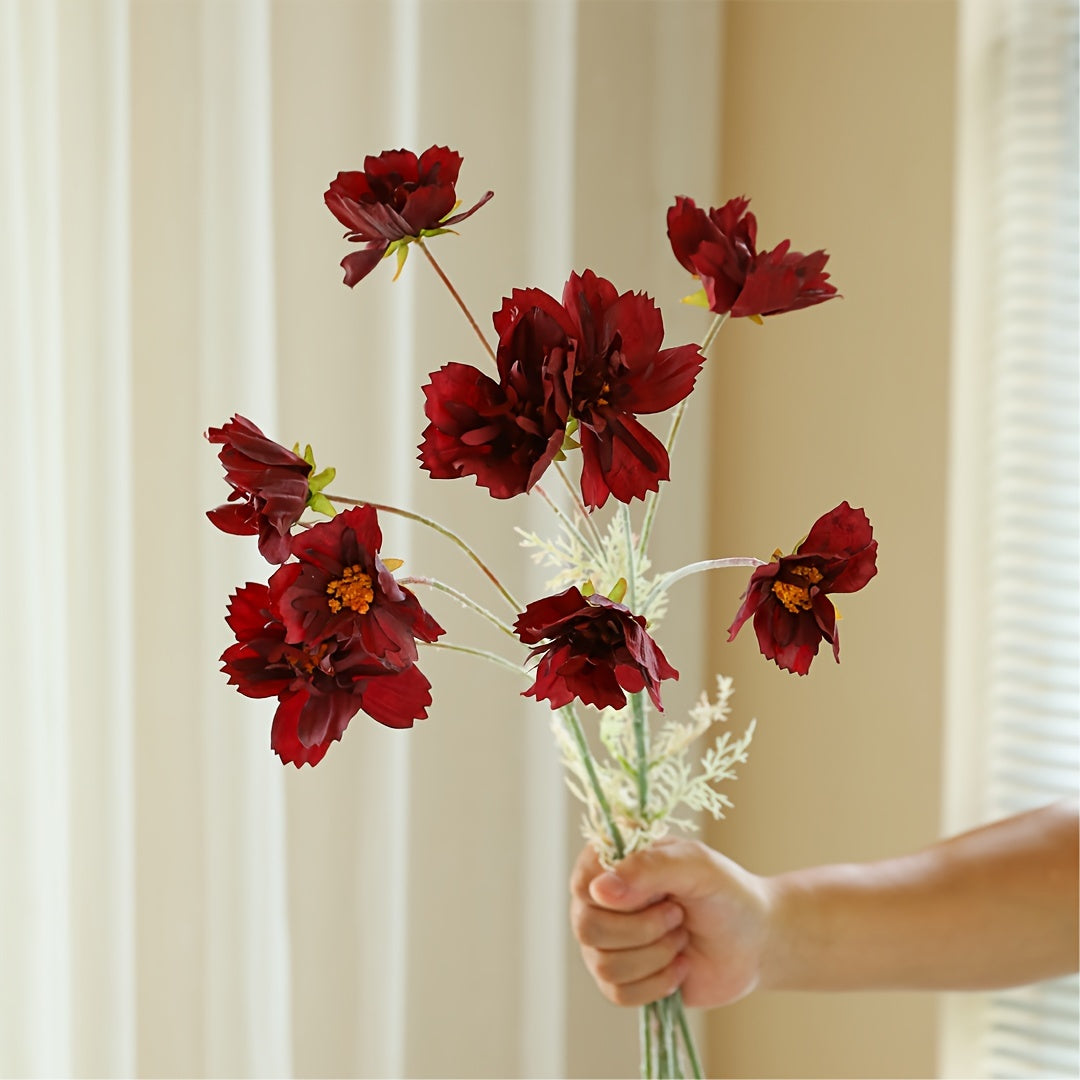 3pcs, Artificial Flowers, Cosmos Bipinnatus Spring Decoration, Small Daisies Cosmos, Artificial Flowers Chamomile, Silk Cloth Fake Flowers, Yard Decorations, Yard Supplies, Party Decorations, Holiday Supplies, Holiday Arrangements, Garden Decorations