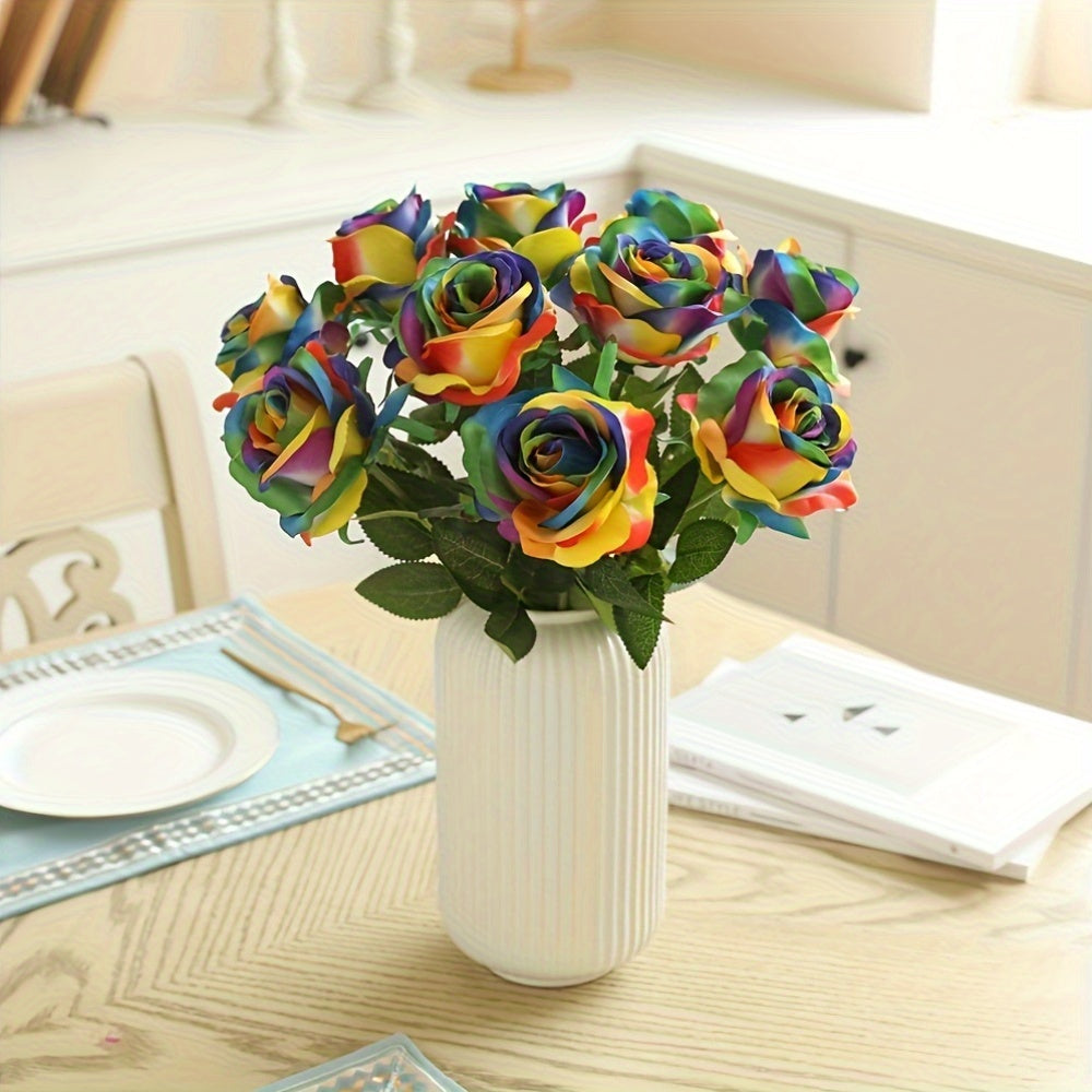 5-Pack Artificial Roses - Premium Plastic Silk Rose Flowers for All-Season Home Decor, Tabletop Decorations, and Holidays