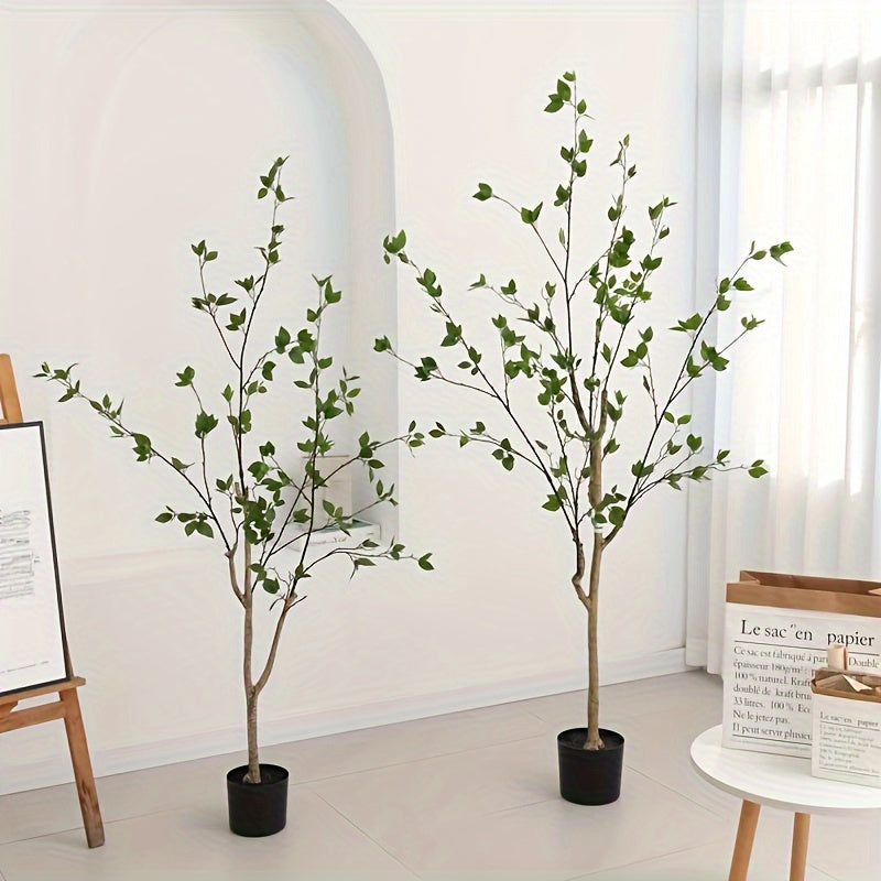 UV-Resistant Artificial Ficus Tree - 5ft/6ft/7ft, High-End Antioxidant Large Faux Potted Plant with Branches & Black Pot for Home, Office, Living Room Decor - Perfect for Summer Weddings