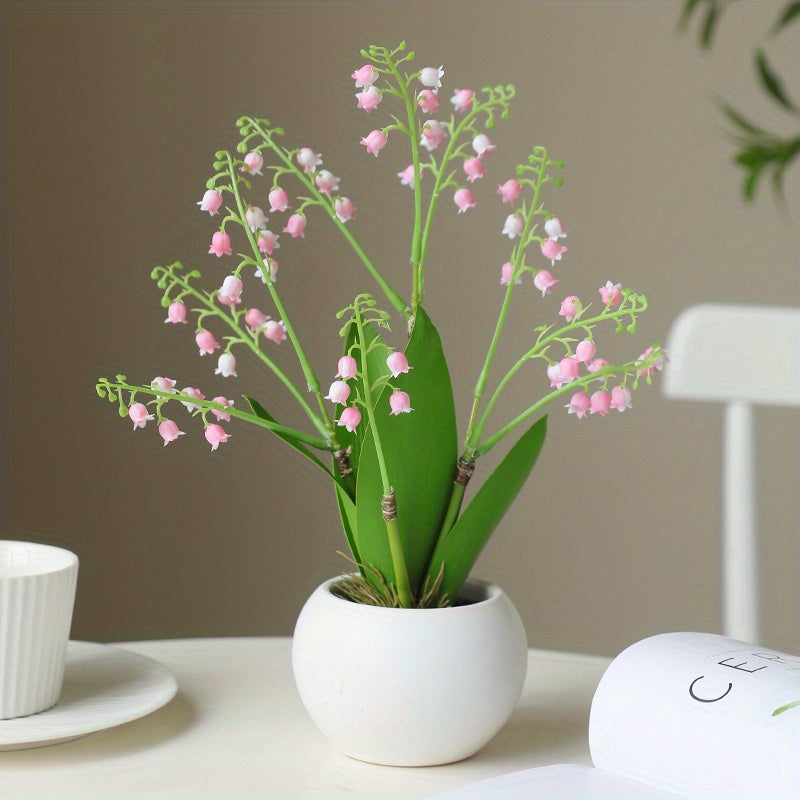 Elegant 11.8" Artificial Lily of the Valley Potted Plant - Perfect for Home, Garden, Wedding & Party Decor | Ideal Spring Centerpiece & Outdoor Patio Accent