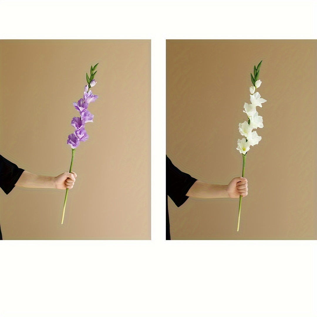 1pc, Artificial Gladiolus Bush Flowers, 32.6 In Artificial Silk Flower Bouquet, Flower Arrangement Artificial Centerpiece, Wedding Bride Engagement Birthday Anniversary Party Supplies, Outdoor Garden Patio Decoration, Home Decoration, Room Decoration