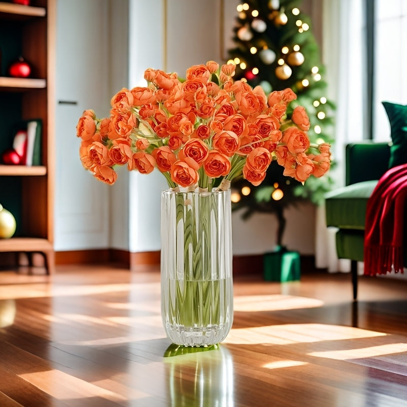 12pcs BloomBouquet Artificial Camellia Flower Arrangement - Plastic Tea Flowers for DIY Wedding, Proposal, Home & Living Room Decor - Versatile for Christmas, Thanksgiving, Valentine&