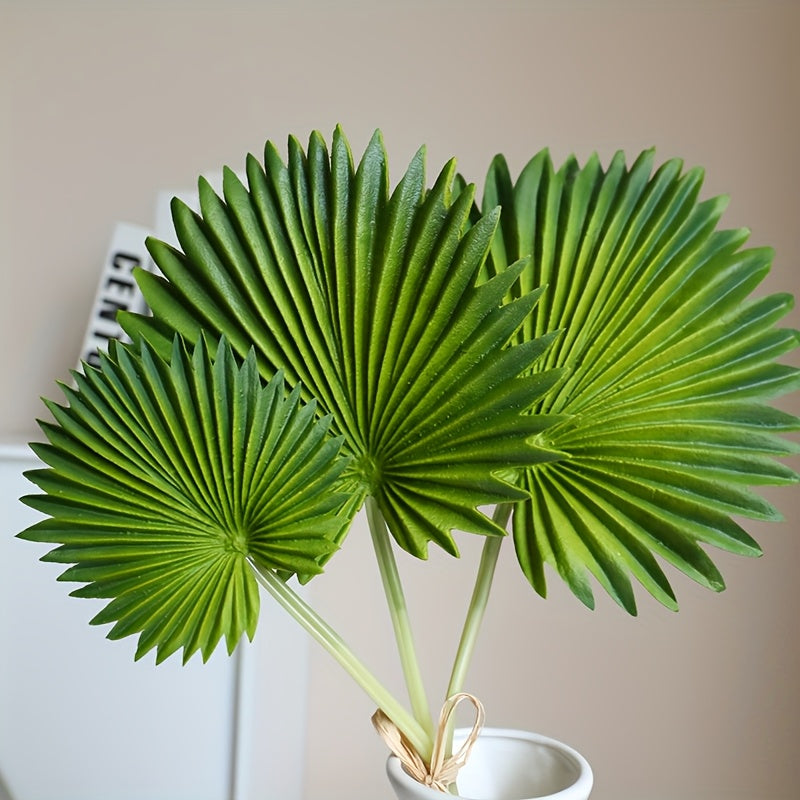 3pcs MOHUAGE Classic Artificial Palm Leaves, Versatile Plastic Faux Plant Decor, for Home, Living Room, Indoor Garden, with Perfect for Christmas, St. Patrick&