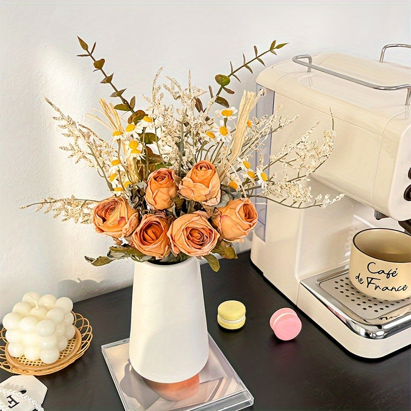 3-Head Artificial Daisy & Rose Bouquet - Perfect for Home, Wedding, Holiday Decor | Table Centerpiece, Birthday, Valentine&