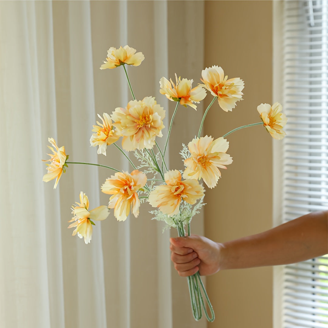 3pcs, Artificial Flowers, Cosmos Bipinnatus Spring Decoration, Small Daisies Cosmos, Artificial Flowers Chamomile, Silk Cloth Fake Flowers, Yard Decorations, Yard Supplies, Party Decorations, Holiday Supplies, Holiday Arrangements, Garden Decorations