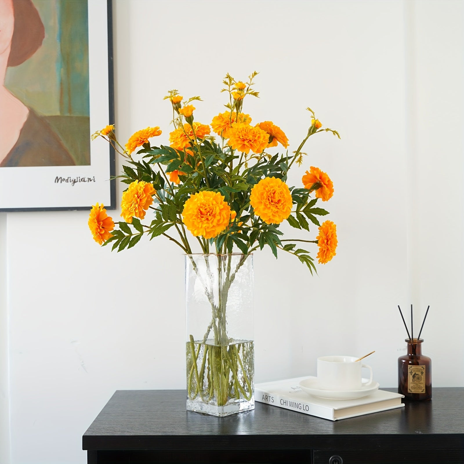 2pc, Artificial Calendula, Garden Home Decoration Artificial Flowers Wholesale Wedding Photo Props, Happiness Autumn Thanksgiving Halloween Harvest Festival, Home Decor, Aesthetic Living Room Decor