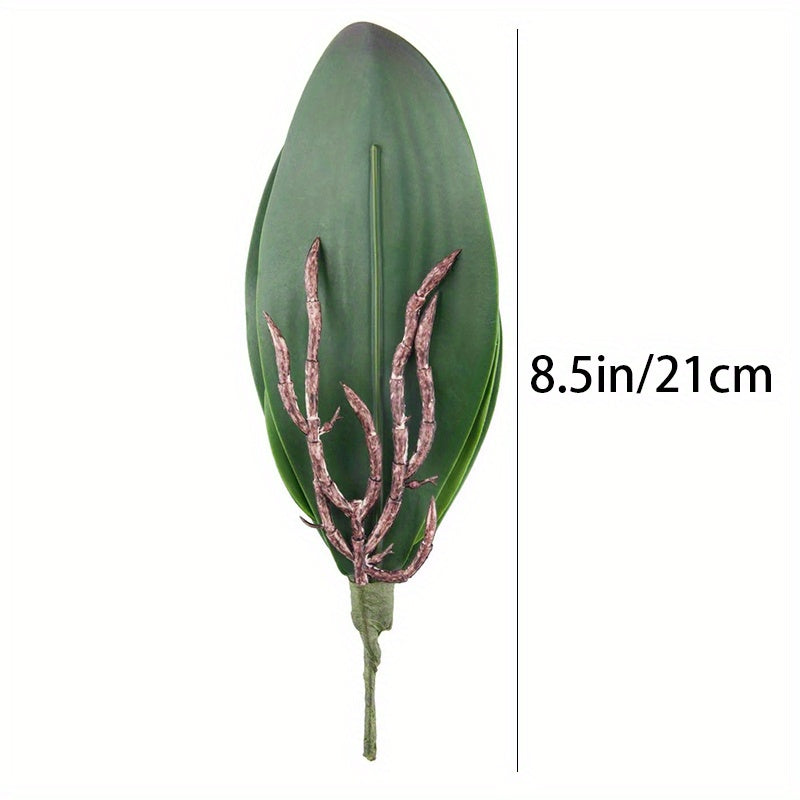 3pcs Evergreen Phalaenopsis Orchid Artificial Leaves and Flowers, Plastic Faux Plant Decor for Home, Desk, Vase - Ideal for Get Well, Valentine&