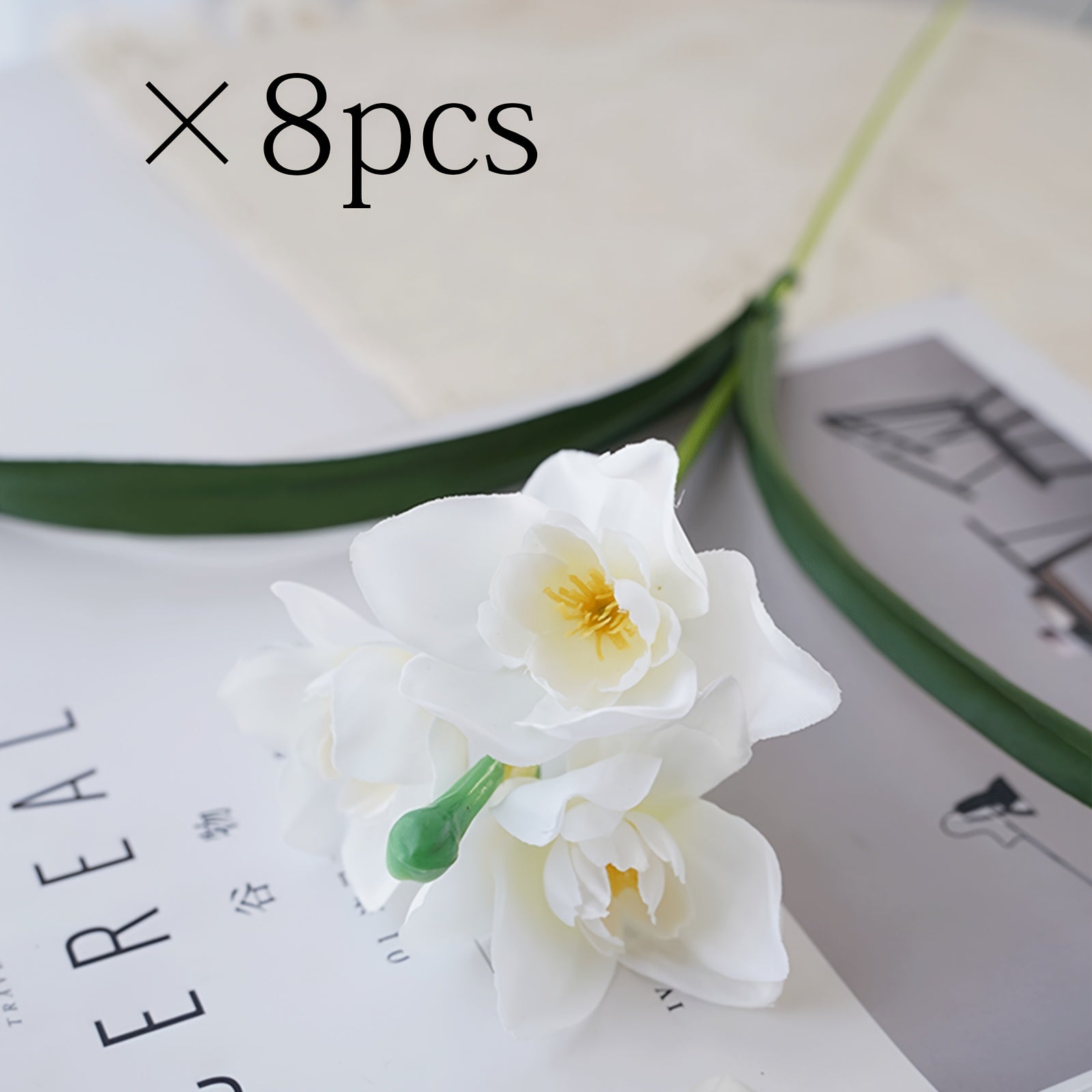 8pcs Lifelike Daffodil Artificial Flowers - Perfect for Home, Wedding & Garden Decor | Ideal for St. Patrick&