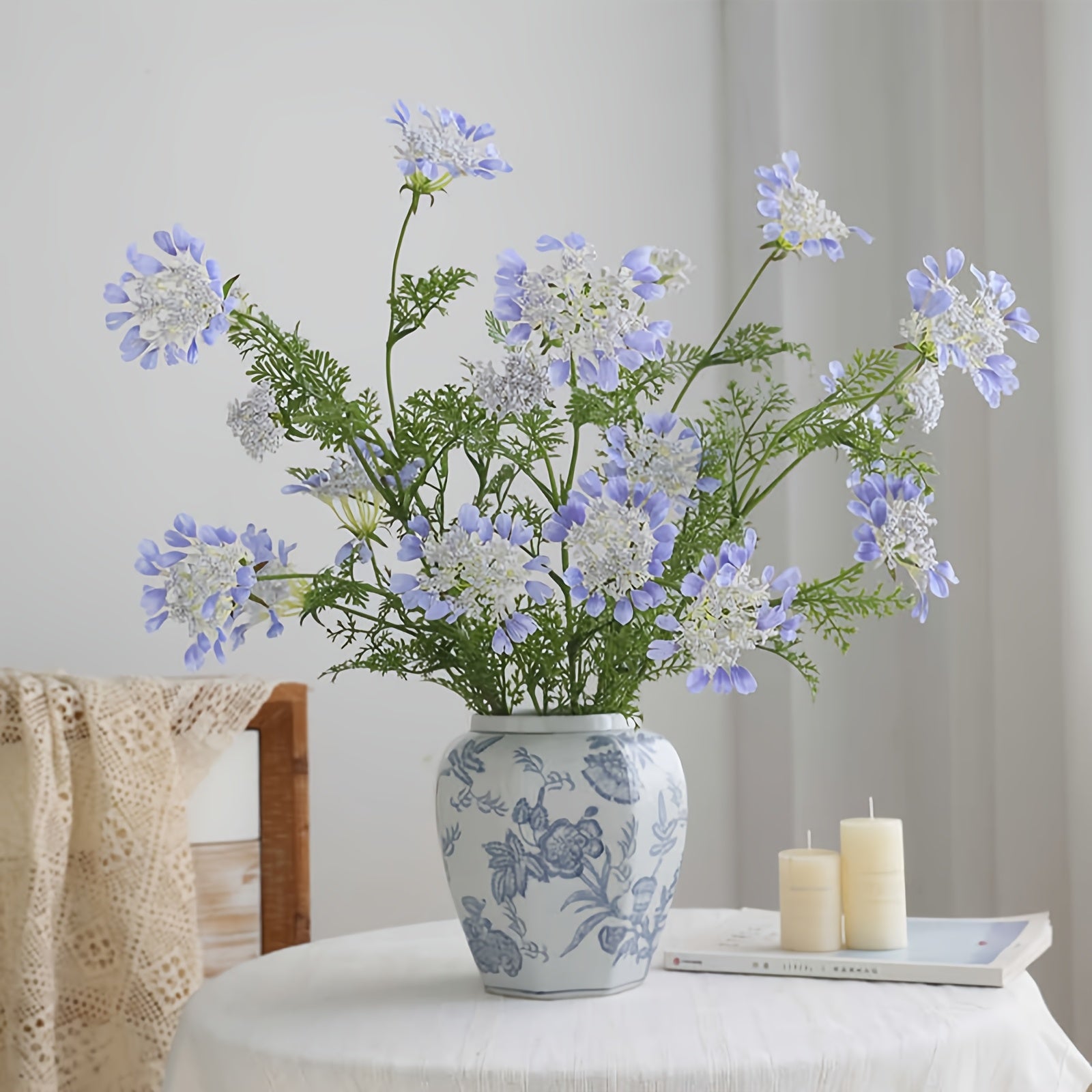 2/3pcs Boho Style Artificial Lace Flowers, Real Touch Plastic Floral Arrangement for Home Decor, Wedding, Party, Mother&