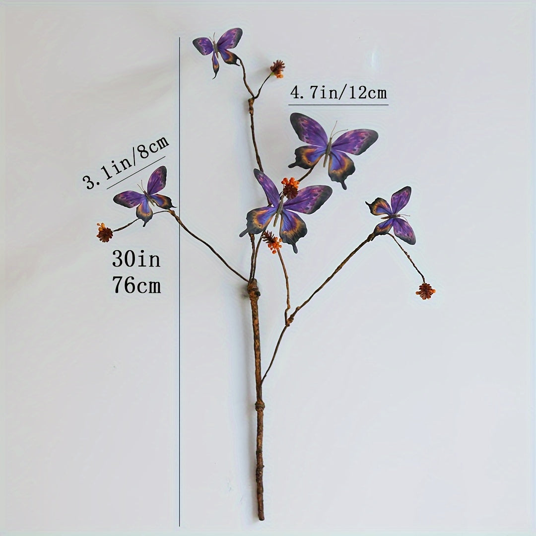 1pc Artificial Flower Dead Branch Butterfly Home Desktop Decoration Flower Ornament