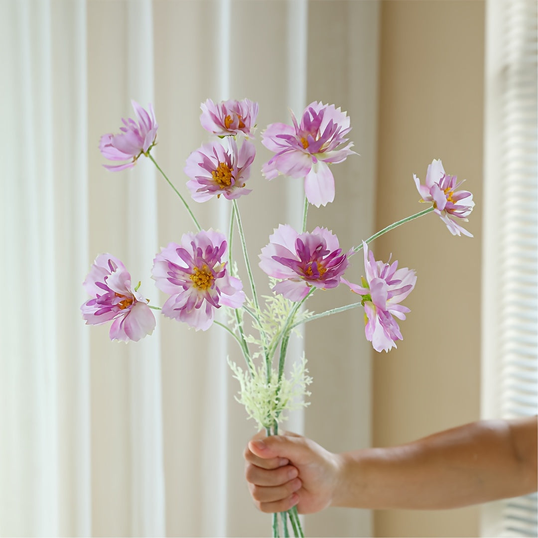 3pcs, Artificial Flowers, Cosmos Bipinnatus Spring Decoration, Small Daisies Cosmos, Artificial Flowers Chamomile, Silk Cloth Fake Flowers, Yard Decorations, Yard Supplies, Party Decorations, Holiday Supplies, Holiday Arrangements, Garden Decorations