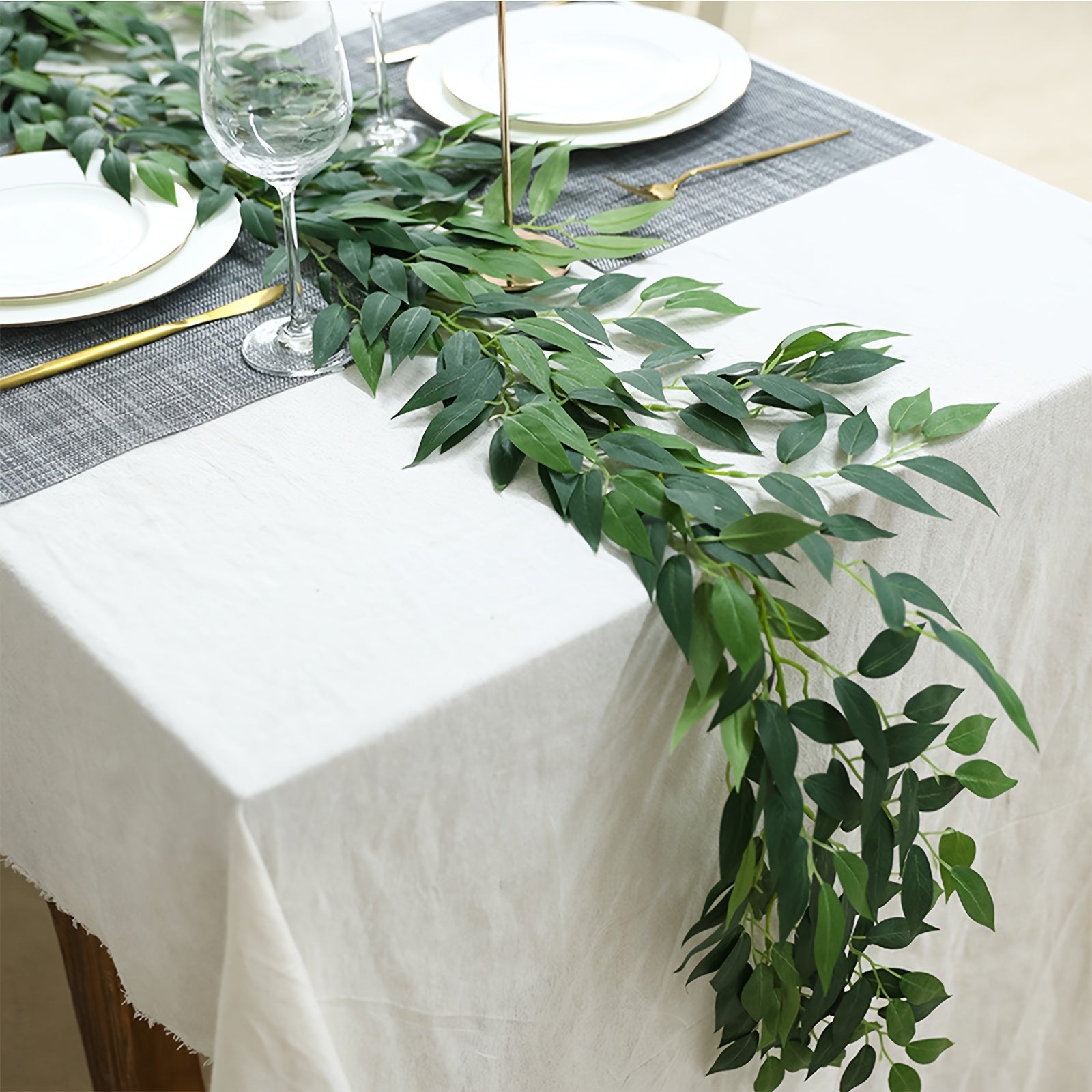 4pcs MOHUAGE Classic Style Plastic Fake Vine Plants, Realistic Green Leaves for Home, Garden, Wedding, Christmas, Thanksgiving, Easy Install, Durable, Versatile Seasonal Decorations