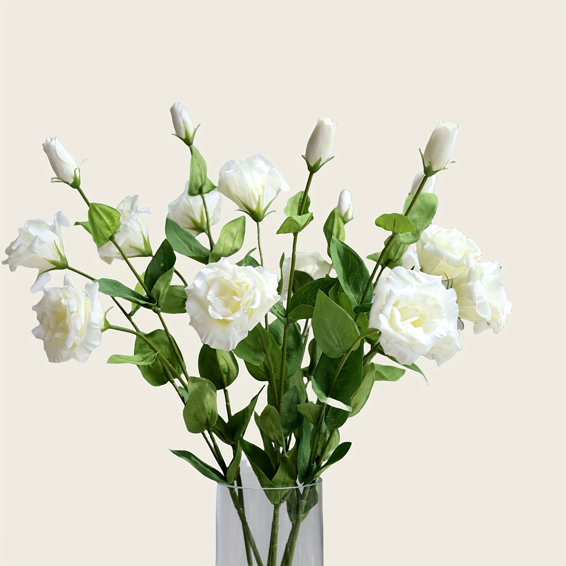 Elegant 2-Branch Artificial Lisianthus Bouquet - 3 Silk Flower Heads, Perfect for DIY Wedding & Home Decor, Versatile Faux Floral Arrangement Accessory, Plastic, Eustoma