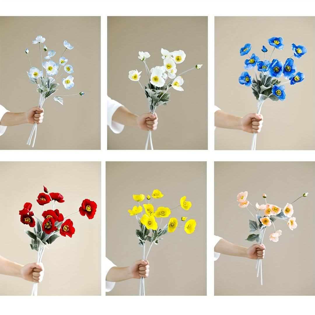 Elegant Artificial Poppy Bouquet - Perfect for Weddings, Home & Garden Decor, Valentine&