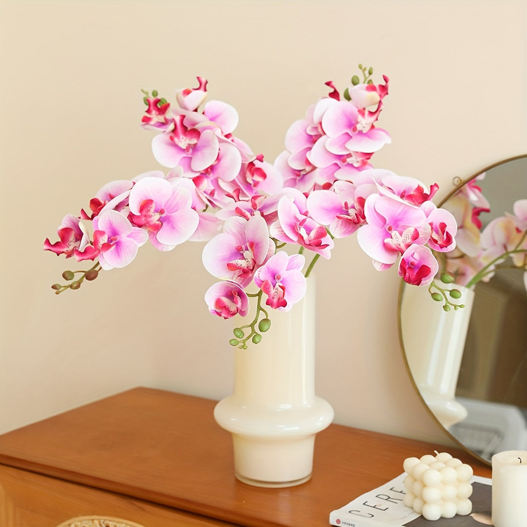 1pc, Artificial 7 Heads Phalaenopsis, Fake Flowers, Fake Orchid For Home Wedding Party DIY Decoration Valentine&
