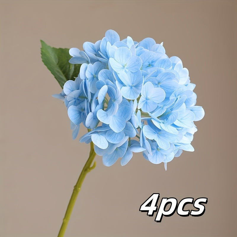 4pcs, 12in, Artificial Hand-felt Fabric Hydrangea, 3D Hand-felt Large Hydrangea, Suitable for Outdoor Wedding Office Family Gathering Living Room Table Decoration