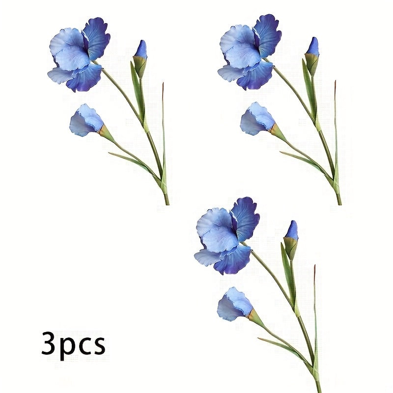 3pcs Lifelike Artificial Iris Flowers with Long Stems (31.1&