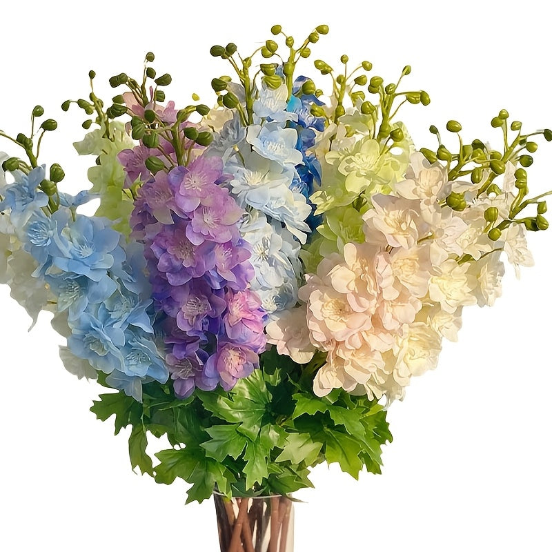 2pcs Silk Larkspur & Snapdragon Artificial Flowers - Long Stem Faux Delphinium for Home, Office, Garden, Wedding Decor - Versatile Indoor/Outdoor Vase Arrangement