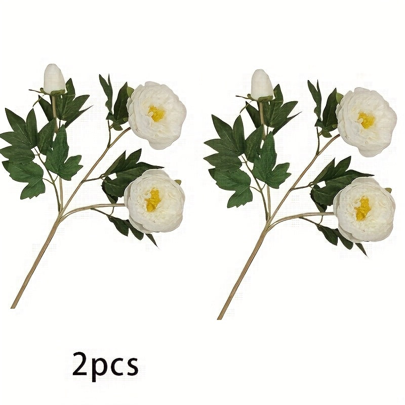 2pcs-3 Head Imitation Silk Peony Flowers Modern Home Soft Decoration Flower Arrangement Outdoor Artificial Flowersr Ornaments Photography Props, Thanksgiving Occasion