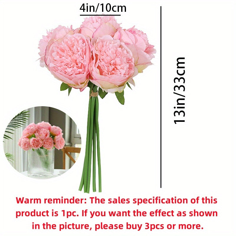 1pc Glam Style Artificial Peony Flowers, 13in Plastic Peonies for Wedding Arrangements, Bridal Bouquets, Centerpieces, Home Decor, Garden Courtyard, Spring and Summer Decorations, Suitable for Christmas, Thanksgiving, Valentine&